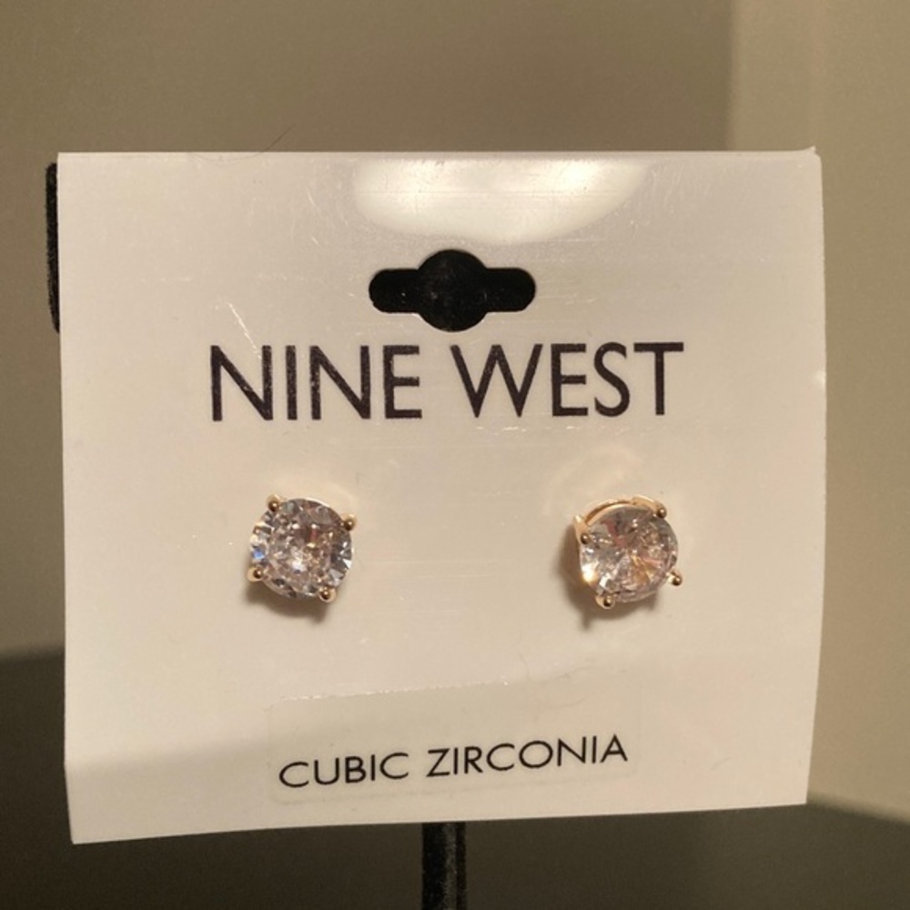 Nine West Gold Tone Cubic Zirconia Earrings